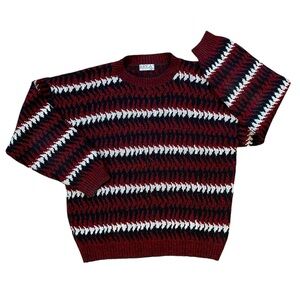 Vintage 90s Area By Tag Abstract Knit Crewneck Sweater Made In The USA Size L